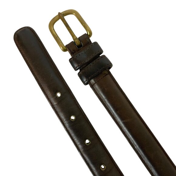 Vintage Coach Mens Belt Sz 34 Dark Brown Leather Solid Brass Buckle 6602 NYC - Picture 2 of 4